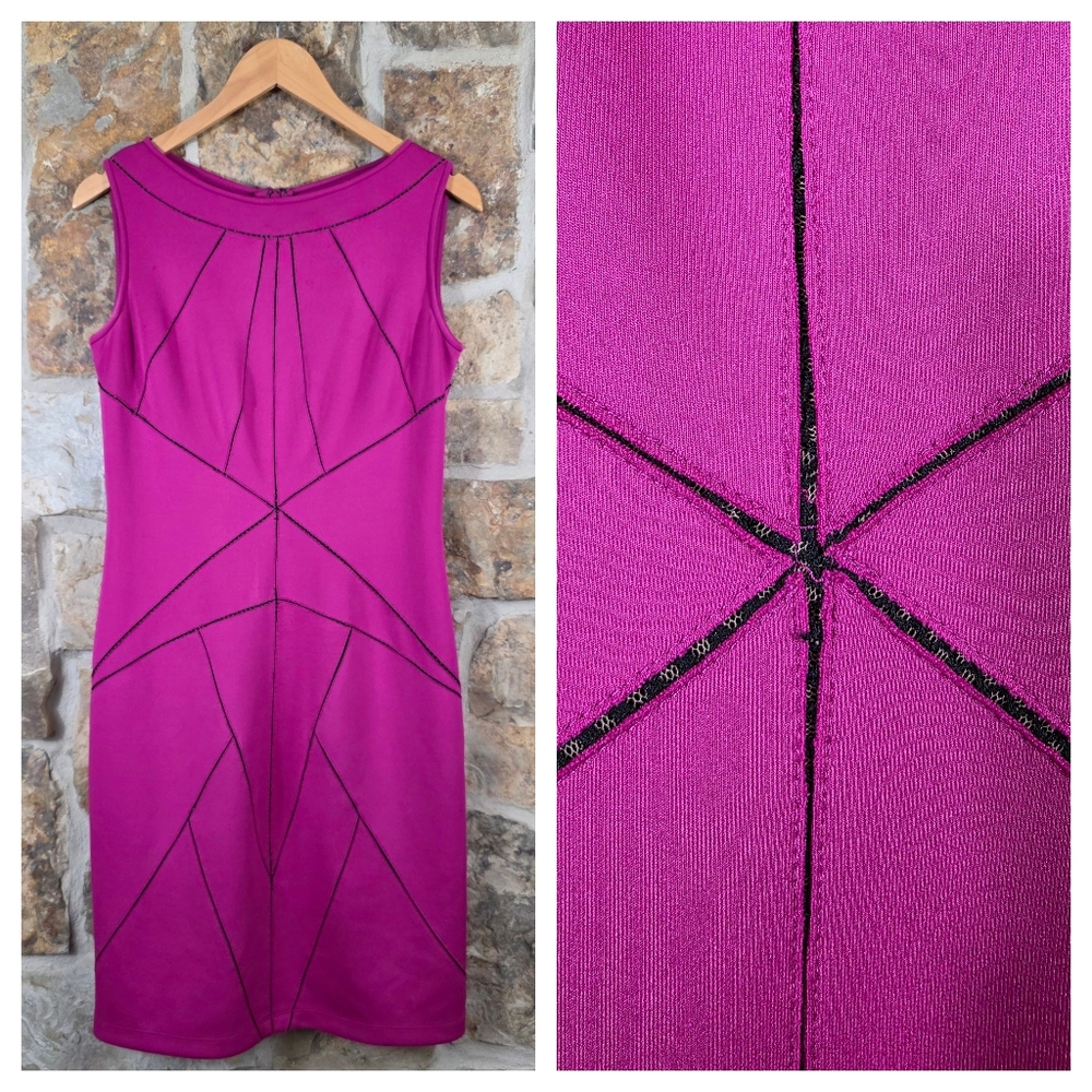 Tadashi Shoji Mesh Semi Sherr Geometric Cutout Scuba Sheath Dress